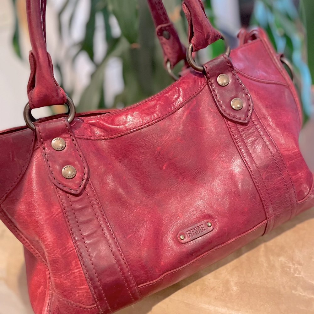 Frye Melissa Satchel Bag Deep Red